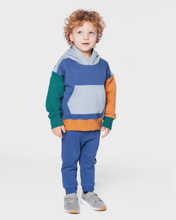 Deux Par Deux - Colourblock Hoodie &amp; Jogger - Blue, Green &amp; Camel