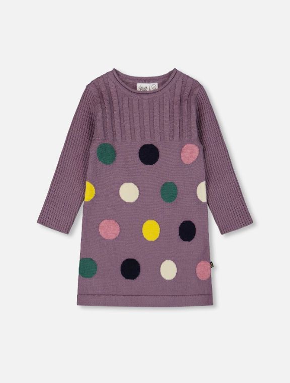Deux Par Deux - Polka Dot Sweater Dress, Size: 12 Months