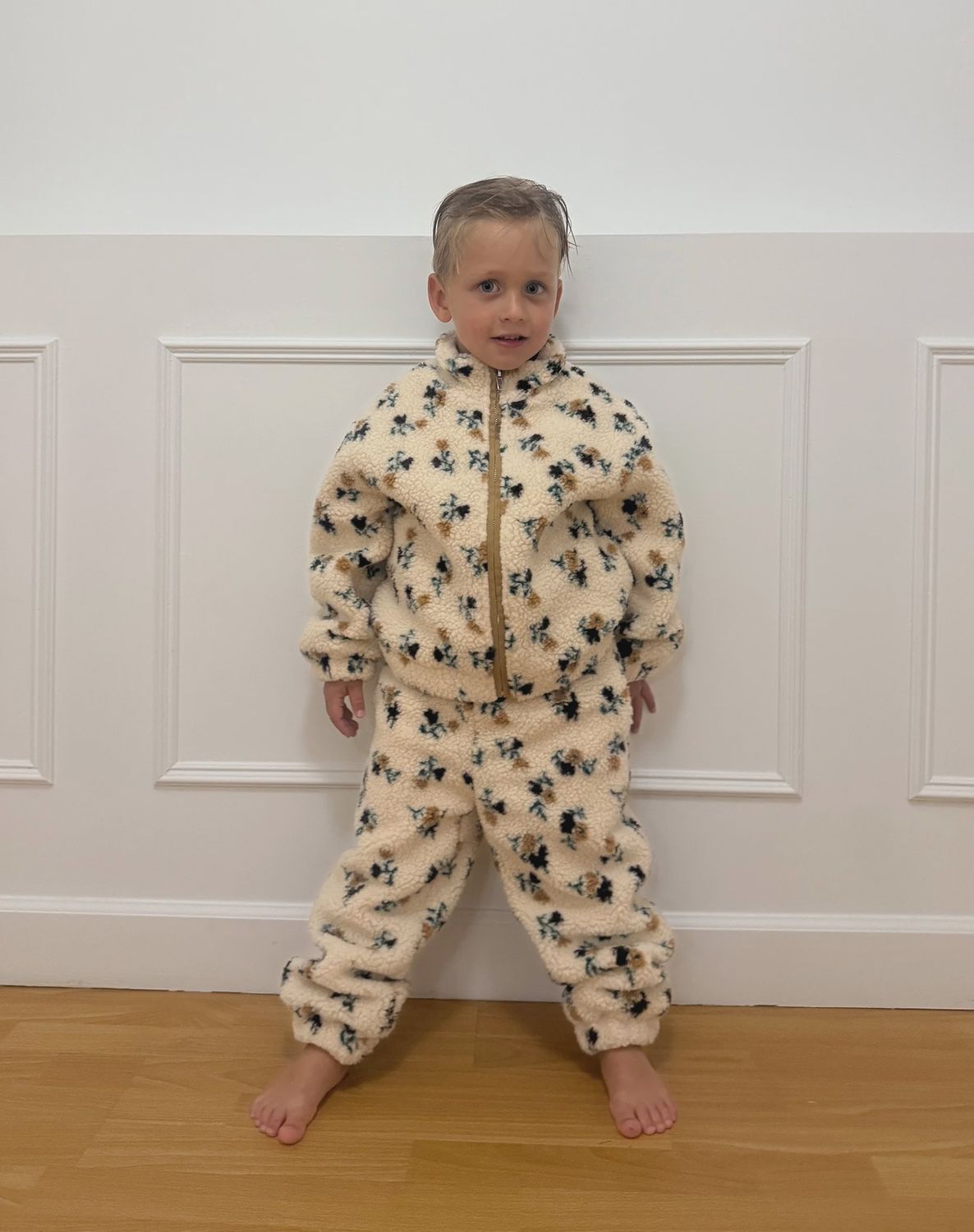 Brunette the Label - Little Babes - Kids Floral Sherpa Jacket, Size: 6-12 Months