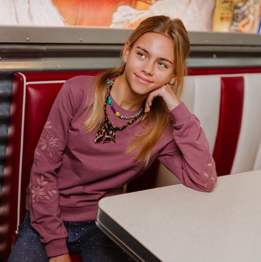 No Way Monday -Purple Embroidered Sweater