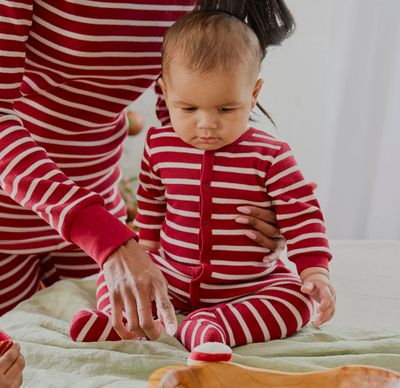 Petit Lem - Family Matching - Red Striped Thermal - Christmas PJs