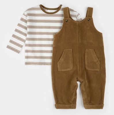 Petit Lem - Brown Corduroy Overall Set