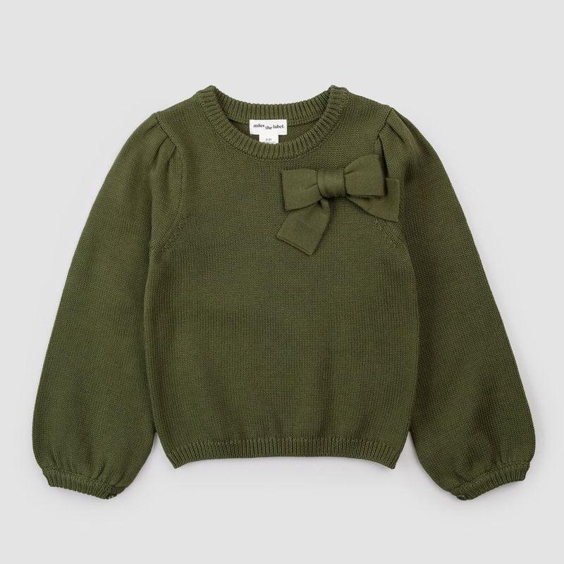 Miles the Label - Knit Winter Moss Bow Sweater