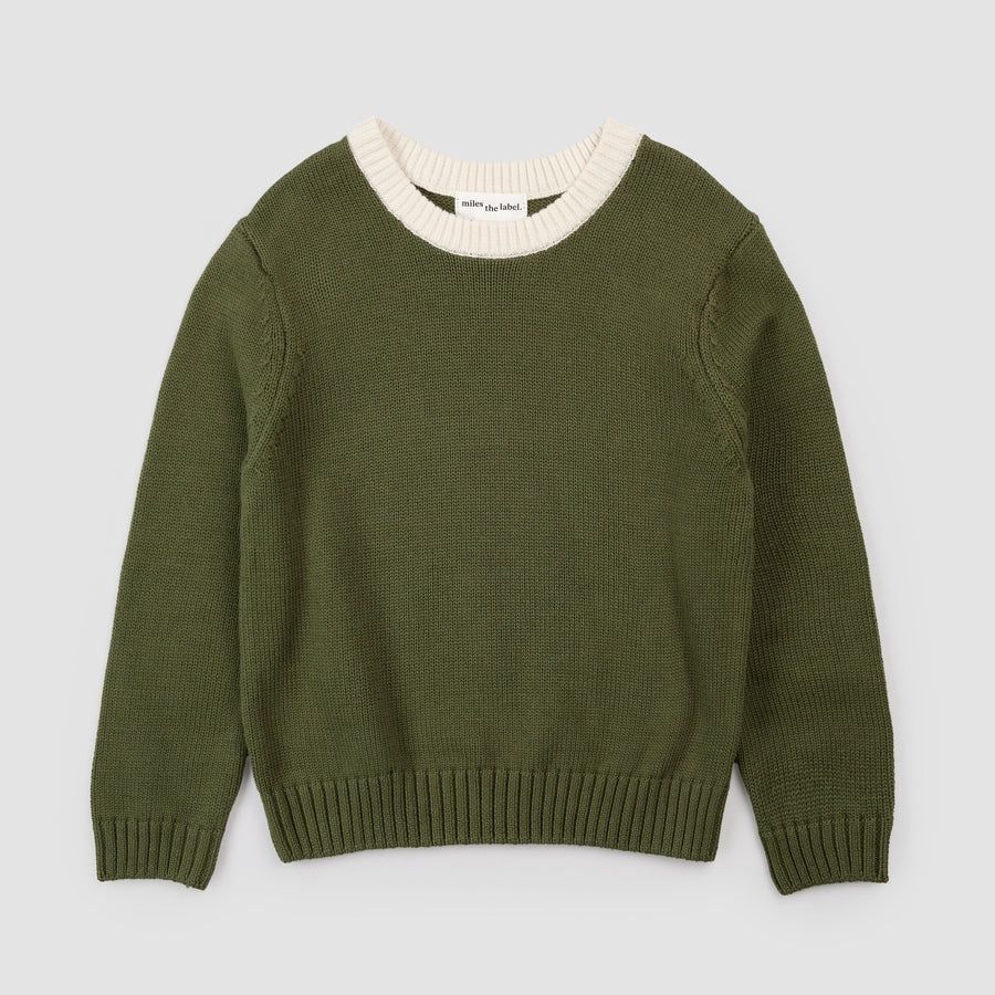 Miles the Label - Knit Winter Moss Crewneck, Size: 2/3 Years