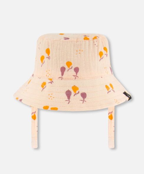 Deux par Deux - Muslin Bucket Hat, Colour: Peach, Size: 0-3 Months