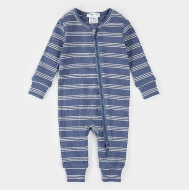 Petit Lem - Striped Modal Rib PJs, Colour: Blue, Size: Newborn