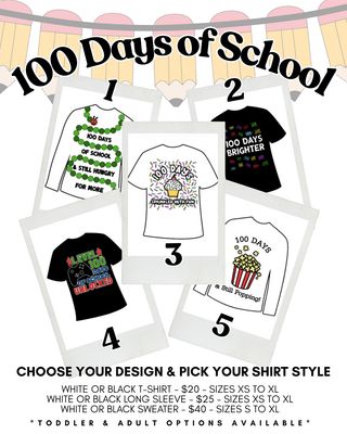 100 Days of School Theme Shirts