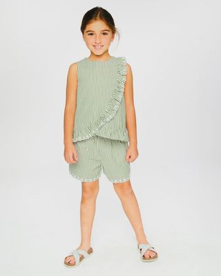 Deux Par Deux - Striped Ruffle Set