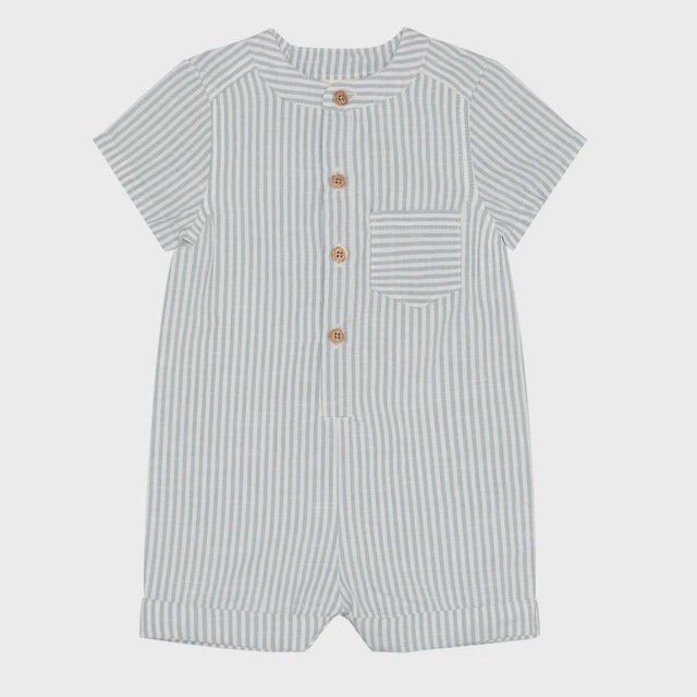 Fixoni - Stripe Woven Romper, Colour: Blue Stripe, Size: 3 Months