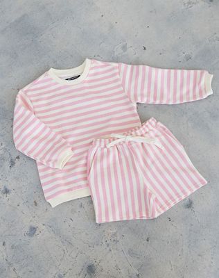 Brunette the Label - Kids Striped Crew &amp; Shorts Set