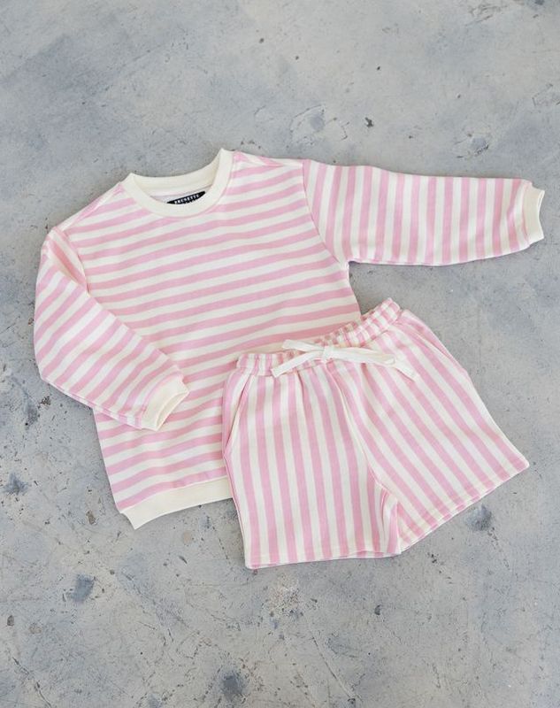 Brunette the Label - Kids Striped Crew &amp; Shorts Set