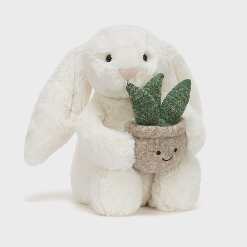 Cream Bunny with Plant