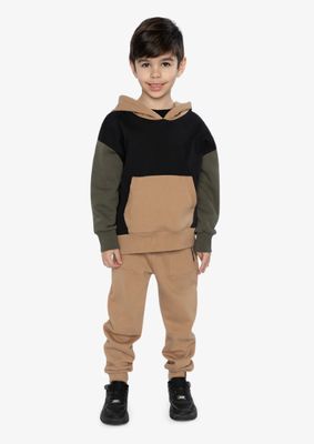 Deux Par Deux - Hooded Colour Block Fleece Sweater and Pants