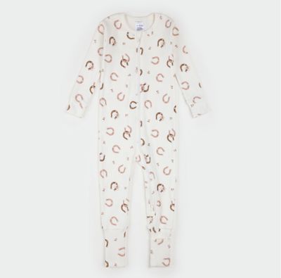 Petit Lem - Horseshoe Print Ivory Ribbed PJs