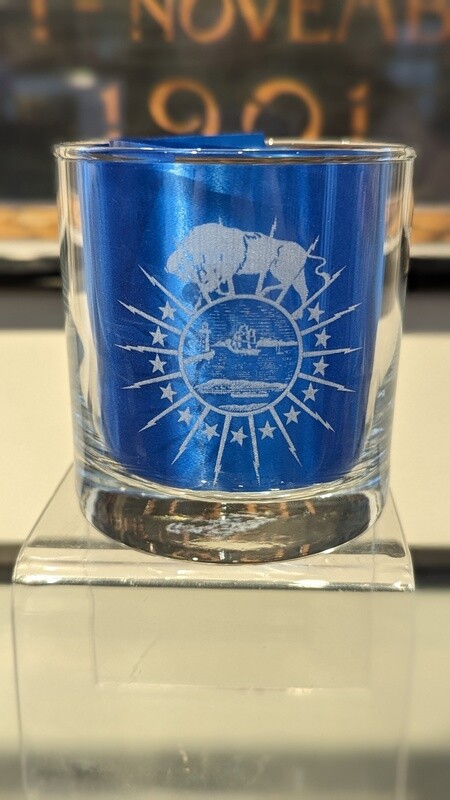 Prototype Buffalo Flag Etched Rocks Glass