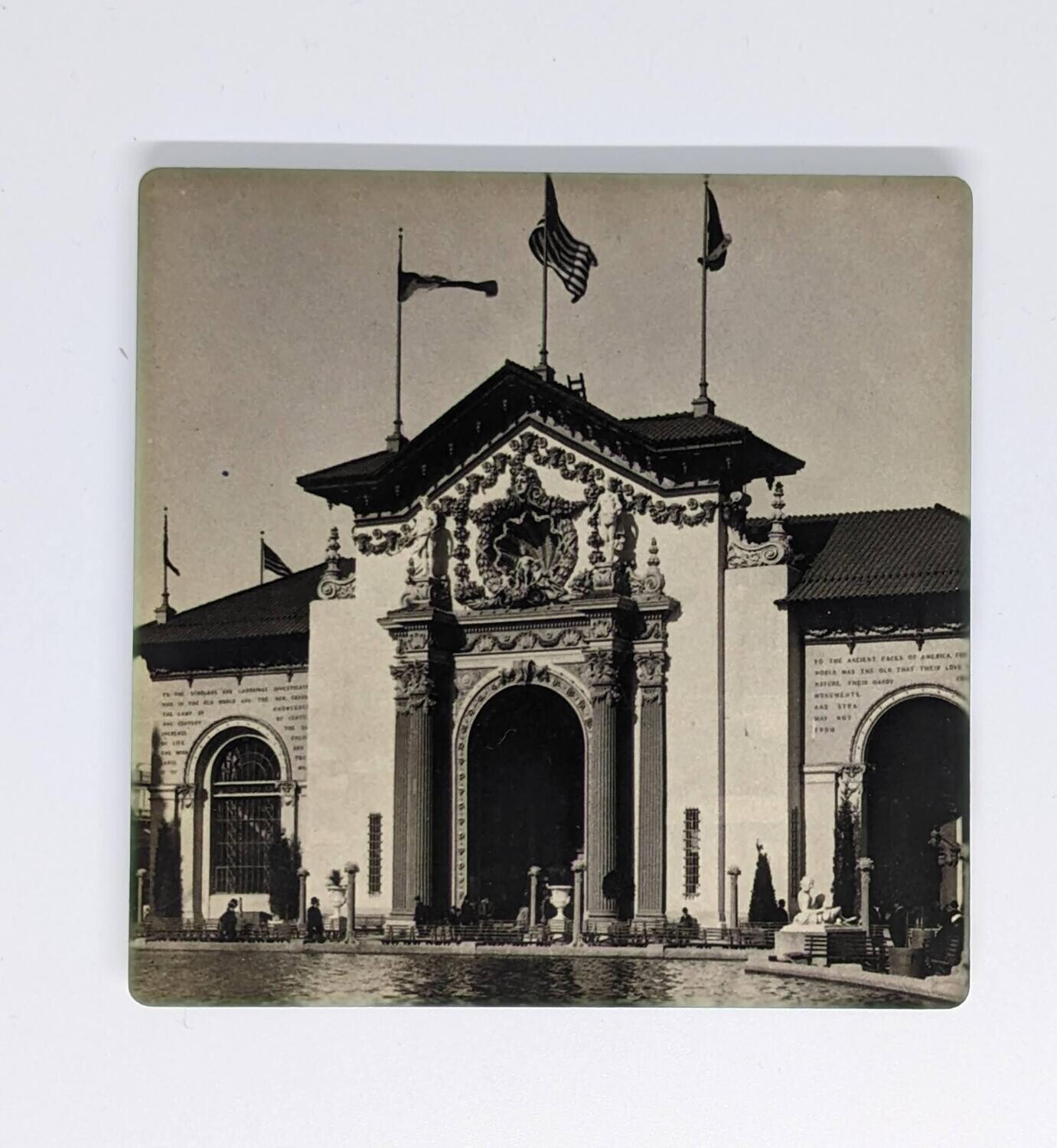 Pan-Am Exposition Black &amp; White Coasters, Image: Agricultural Building