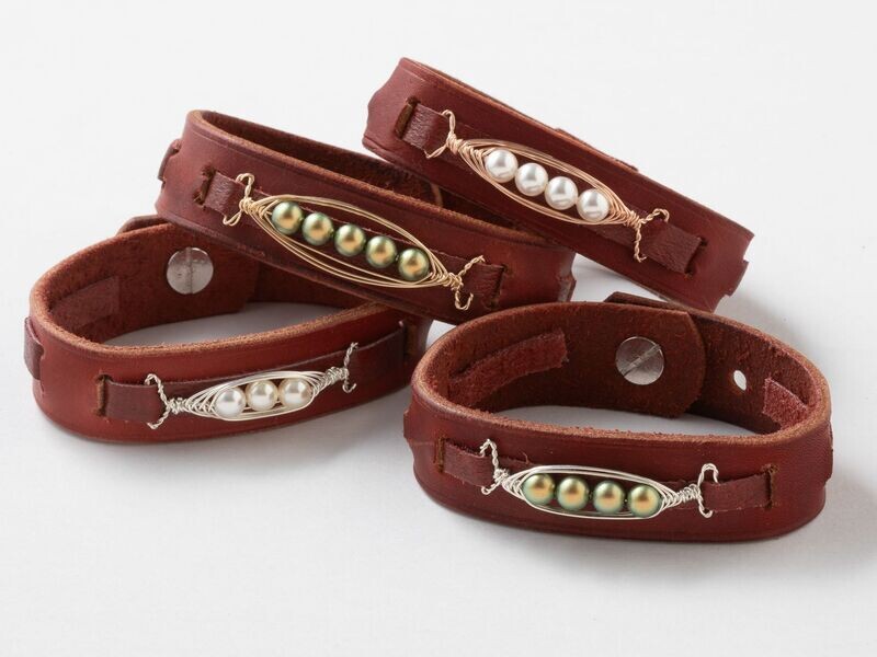 Leather Cuff - Pea Pod Edition