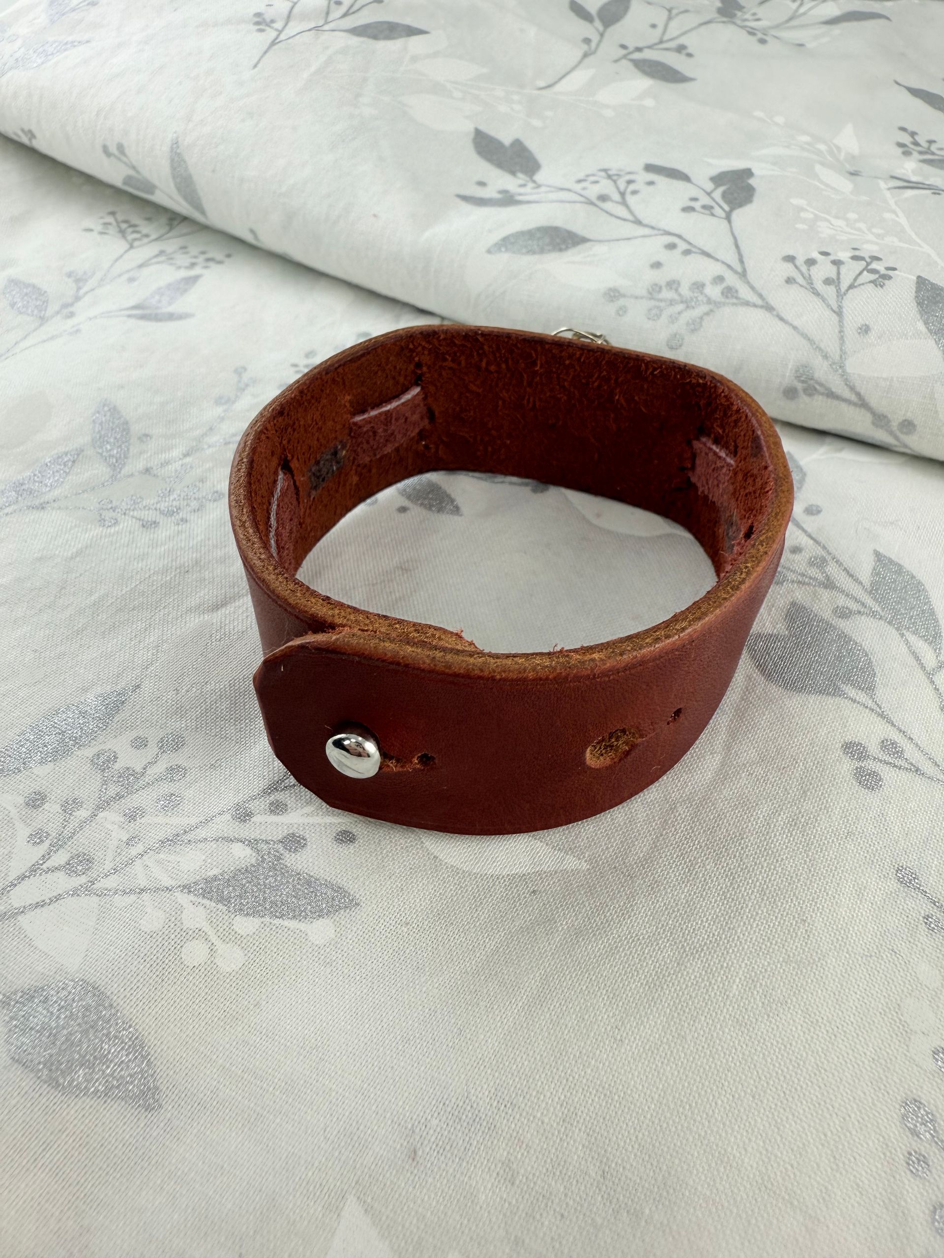 Leather Cuff with Silver Nest