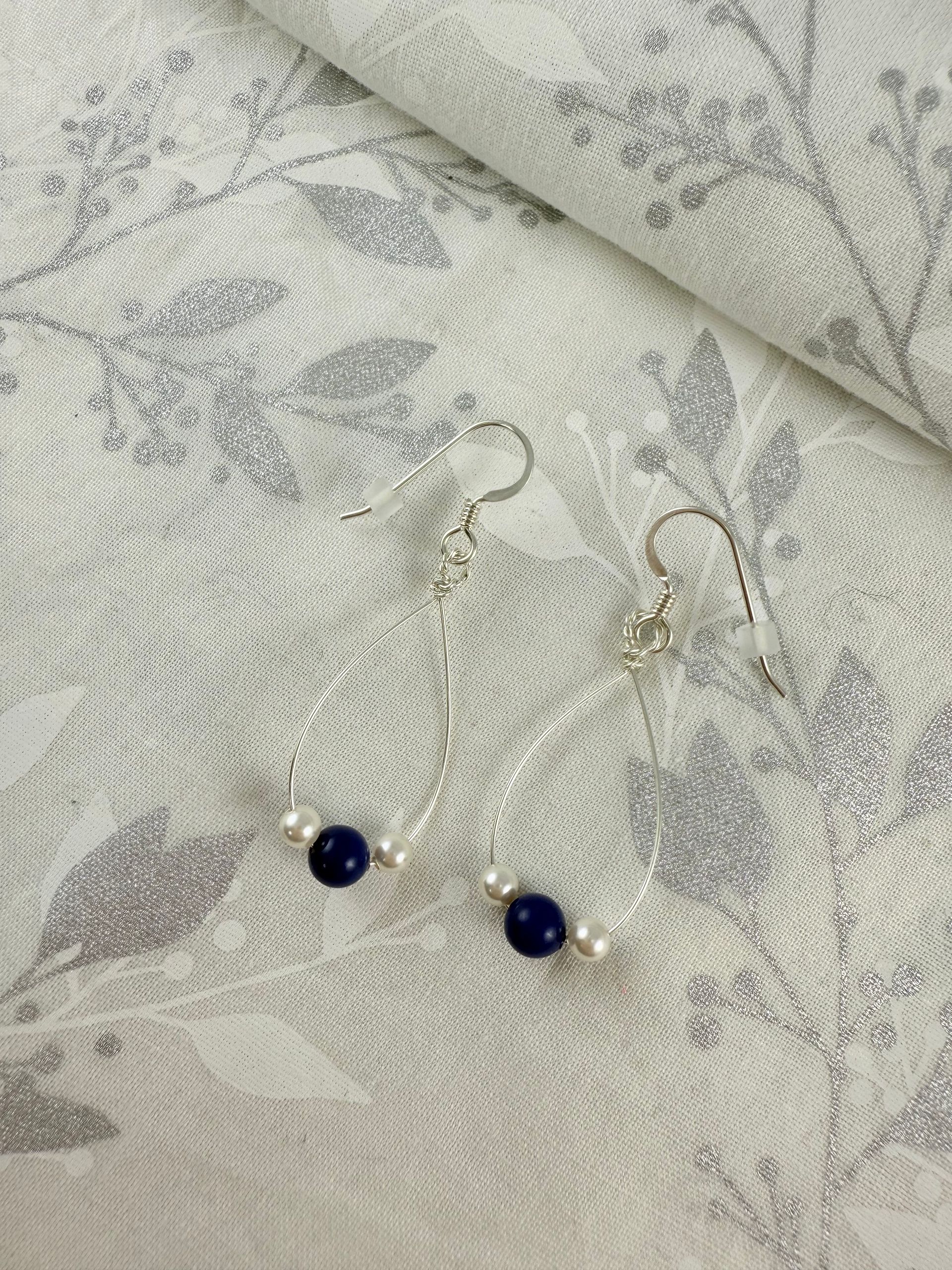 Tri-Pearl Set - Blue/White