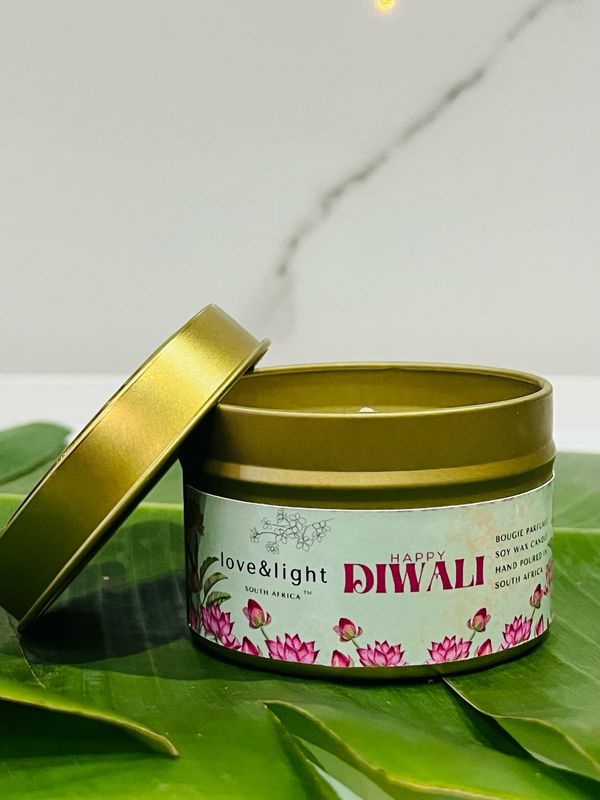 Personalised Gold Diwali Soy Candle Tin