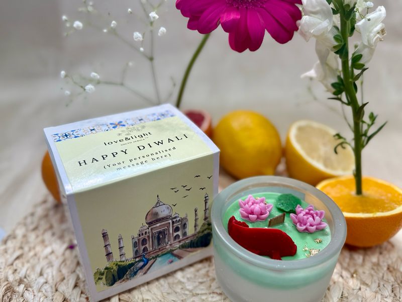 Fully Personalised Diwali Koi Pond Candle