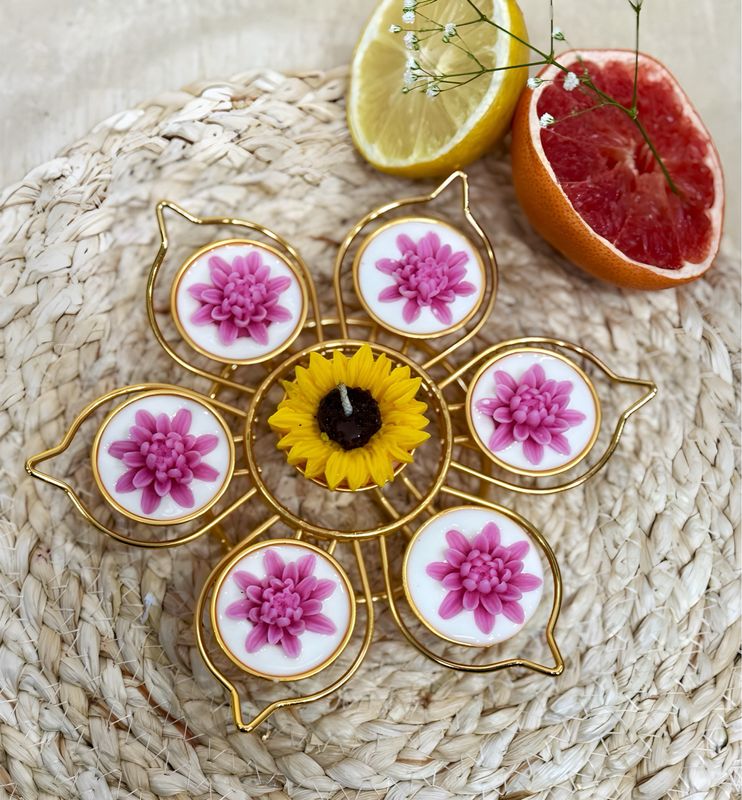 Gold Urli with Soy Candles