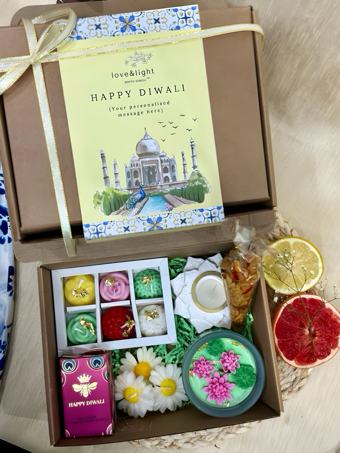 White Urli Lotus Pond Diwali Gift Box