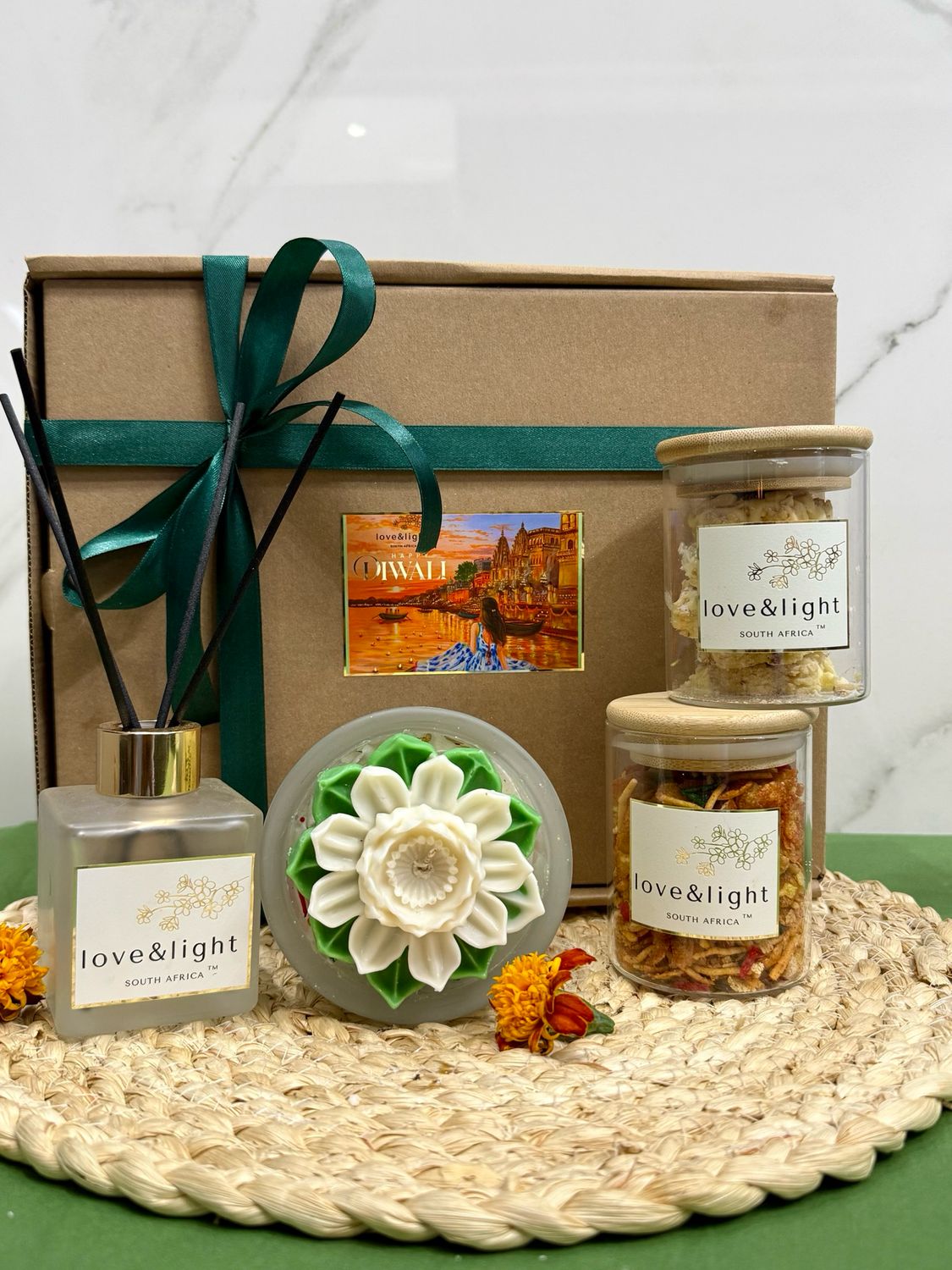 Diwali Lotus Urli Candle and Diffuser Gift Set