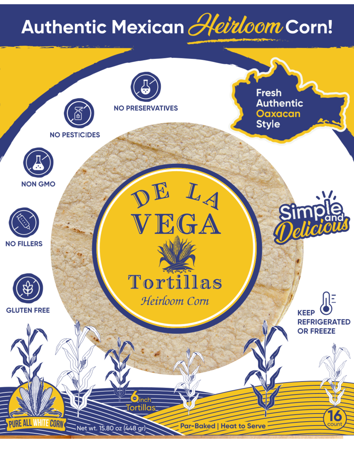 Fresh Pure White Heirloom Corn Tortillas