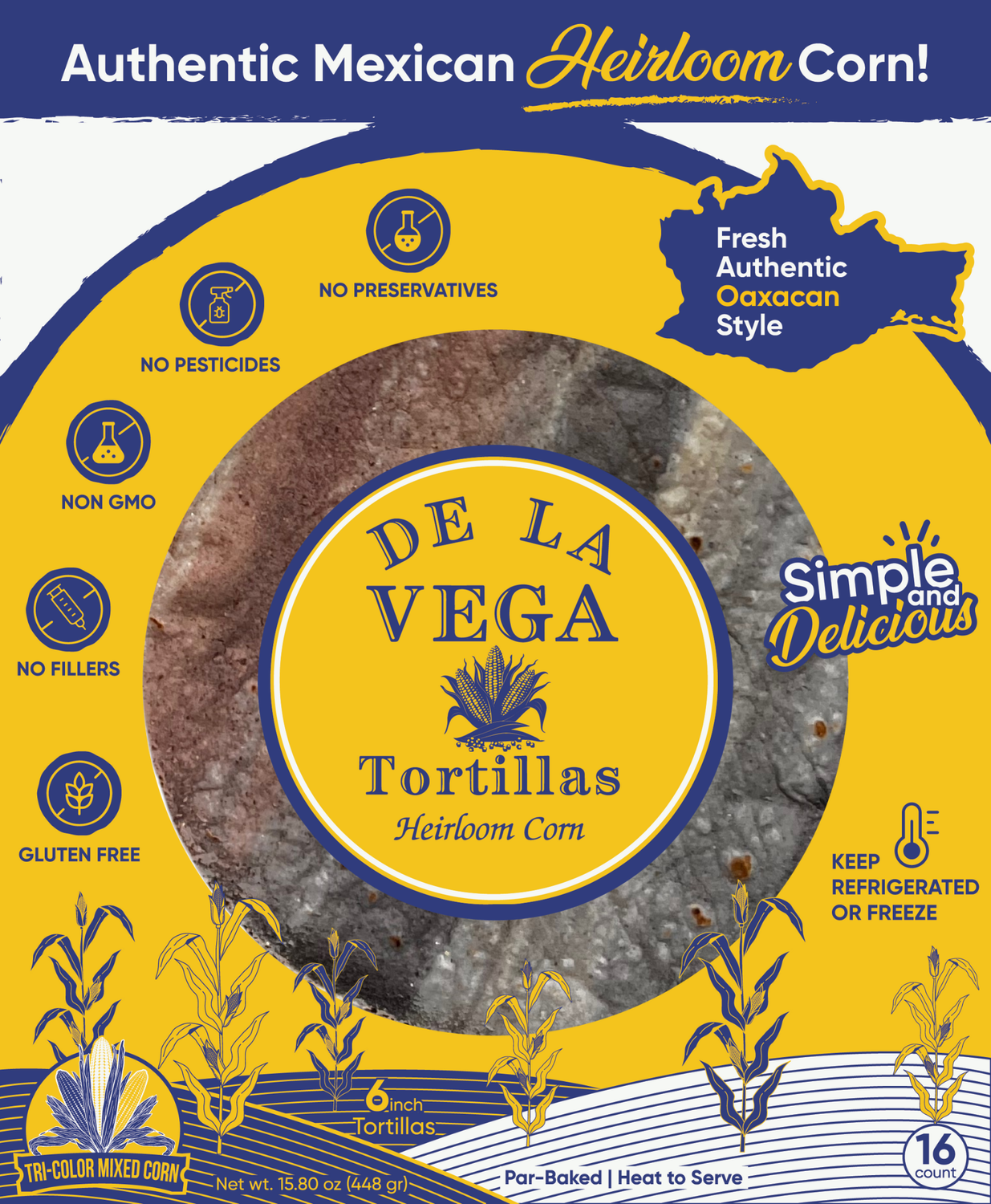 Fresh Tri-Color Heirloom Corn Tortillas