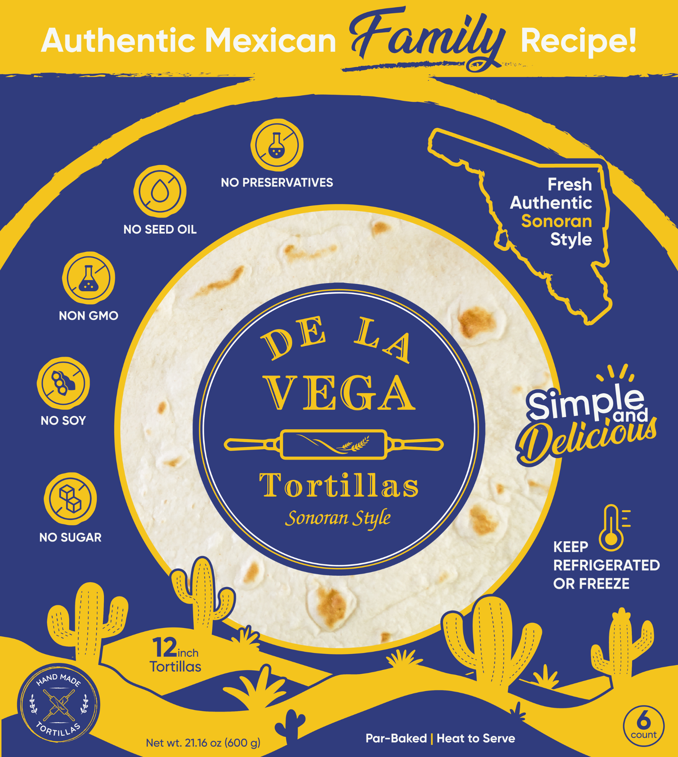 12 inch Fresh Flour Tortillas ~ Sonoran Style