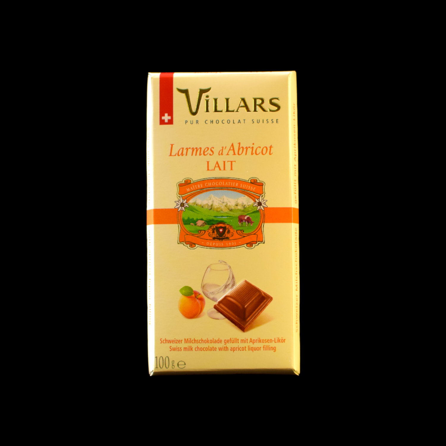 Villars Milchschokolade gefüllt mit Aprikosen- Likör