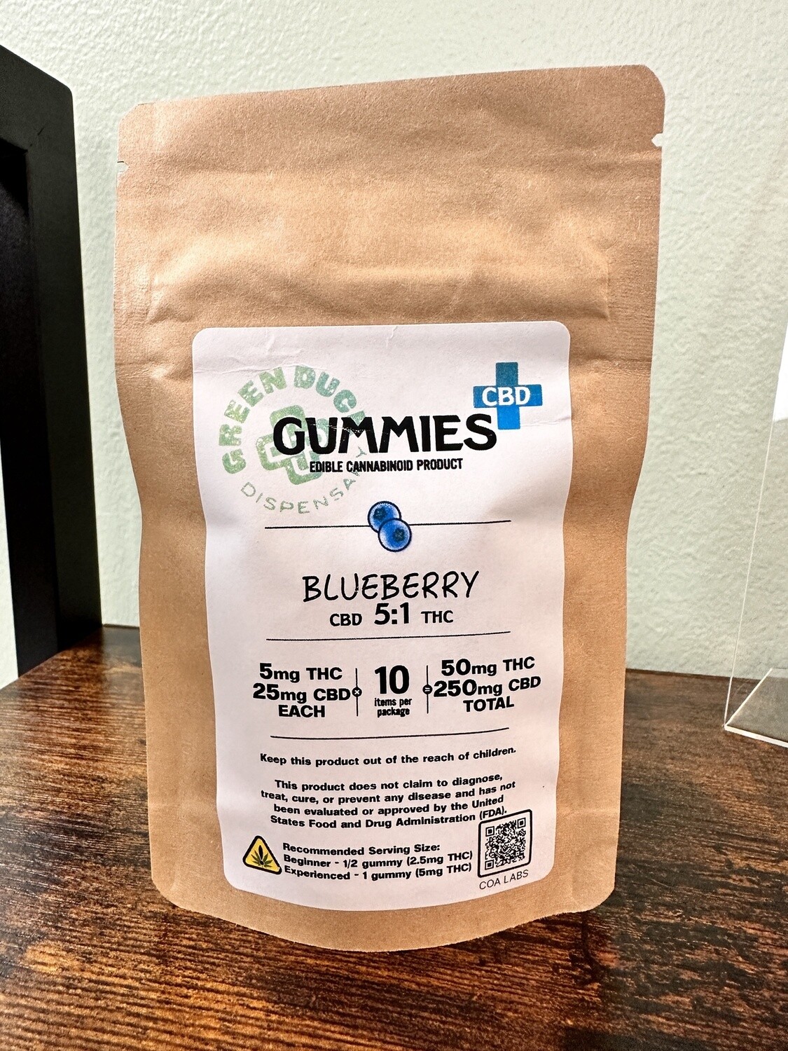 Green Duck Gummies+ - 5:1 Blueberry Indica w/25mg CBD