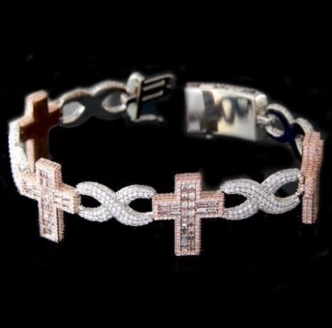 2-TONE CROSS INFINITY LINK BRACELET