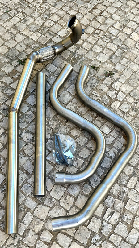 Linha de escape completa em inox Golf 5, 6&7/ A3 8p&8v/ Leon 1p&5f (downpipe + linha de escape)