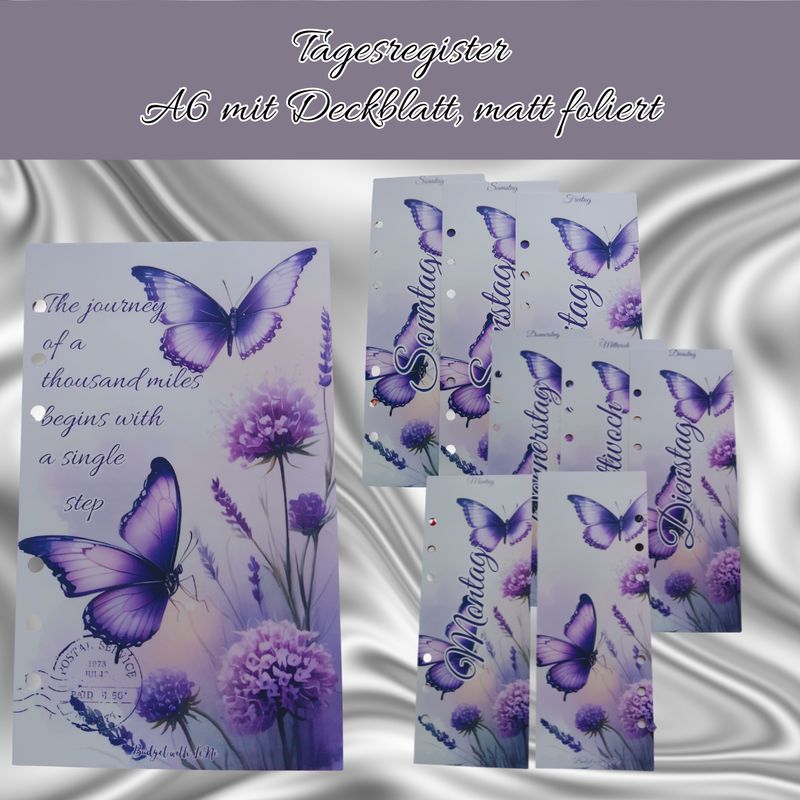 A6 Tagesregister - Lila Schmetterling