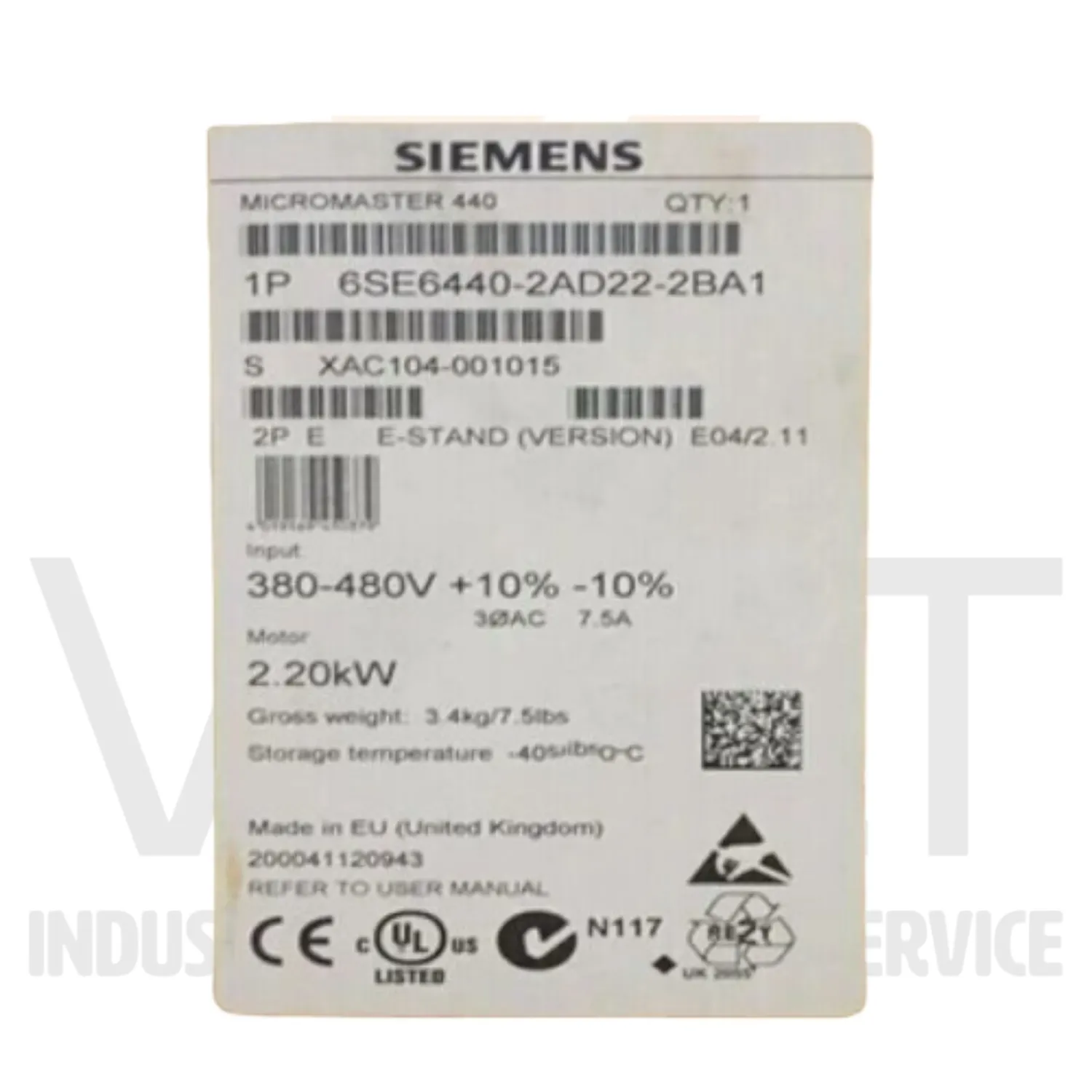Siemens 6SE6440-2AD22-2BA1 Refurbished
