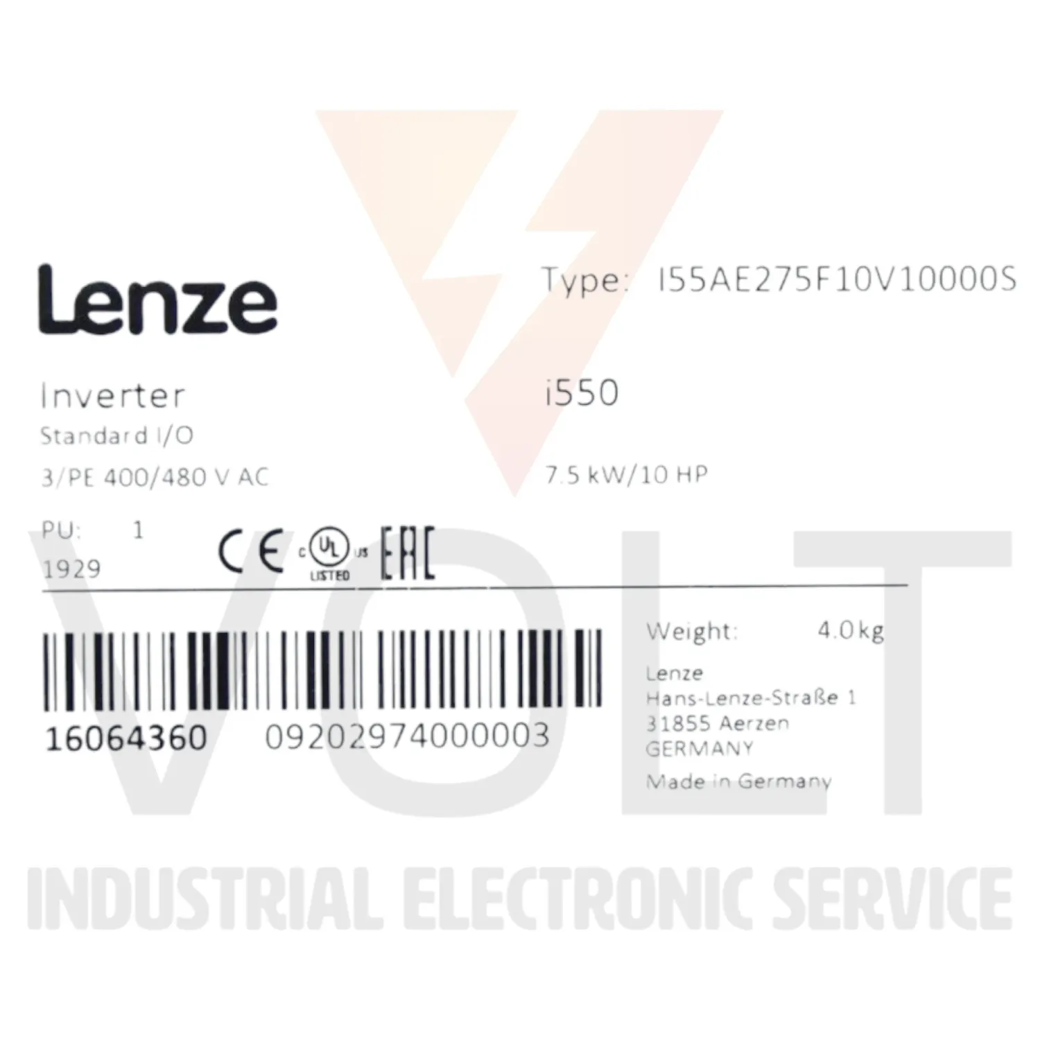 Lenze I55AE275F10V10000S i550 Second hand