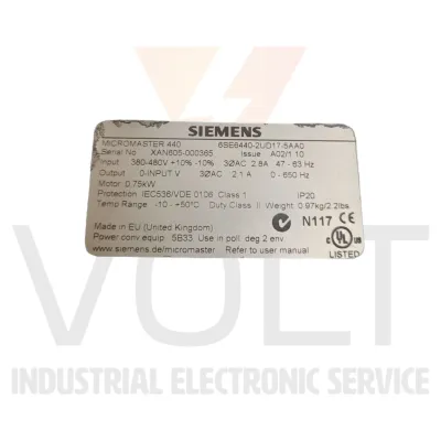Siemens 6SE6440-2UD17-5AA0 + 6SE6400-0BP00-0AA0 Refurbished