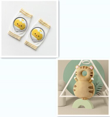 Color: Mix packing set, Size: One size - Baby Knee Pads Cartoon Accessories Doll Elbow Pads Baby Learning Set