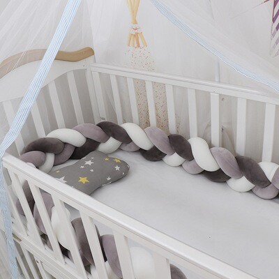 Color: Grey and dark grey, Size: 3M - Baby Bumper Bed Braid Knot Pillow Cushion Bumper for Infant cuna Bebe lit Crib Protector Cot Bumper Room Decor