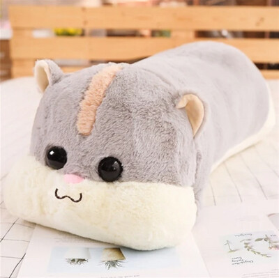 Size: 50cm, Color: Grey - Long Hamster Stuffed Plush Pillow Cushion Toy