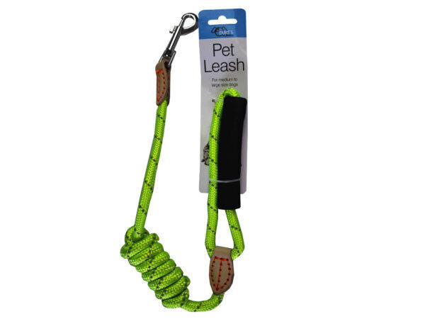 46" Nylon Dog Walking Leash with Leather Accents ( Case of 4 )