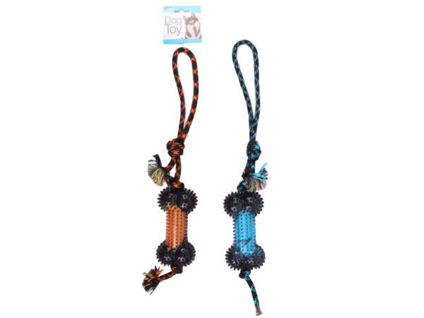 22&quot; Dog Rope Pull Toy with Spike Rubber Bone ( Case of 18 )