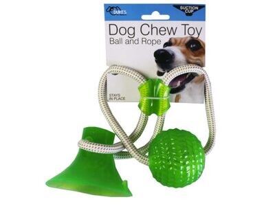 Suction Cup Dog Chew with Ball and Rope ( Case of 4 )