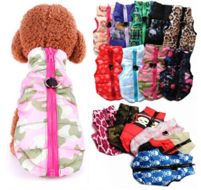 Size: M, Style: 12 - Pet clothing dog clothes autumn and winter pet Teddy puppy cotton jacket vest with traction buckle