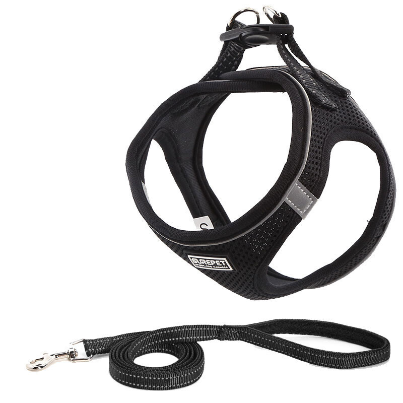 Color: Black, Size: XXS - Dog Chest Harness Traction Suit Clothes Dog Chain Dog Leash