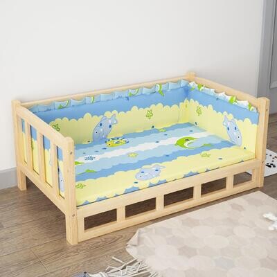 Color: Blue, Size: 45x60cm, style: A - Bed Summer Wooden Wooden Bed Pet Dog Bed
