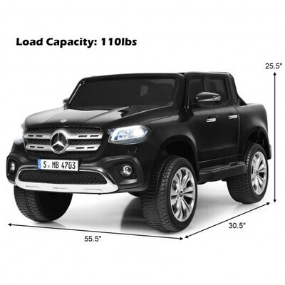 12V 2-Seater Kids Ride On Car Licensed Mercedes Benz X Class RC with Trunk-Black - Color: Black