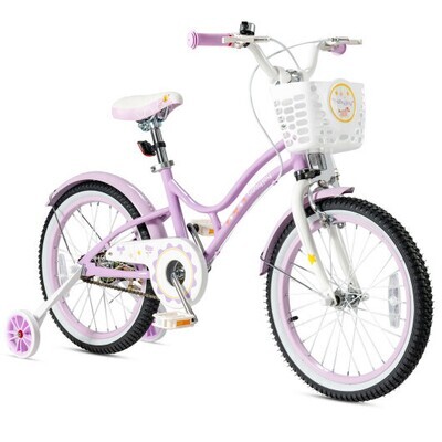 18 Inch Kids Adjustable Bike with Training Wheels-Purple - Color: Purple